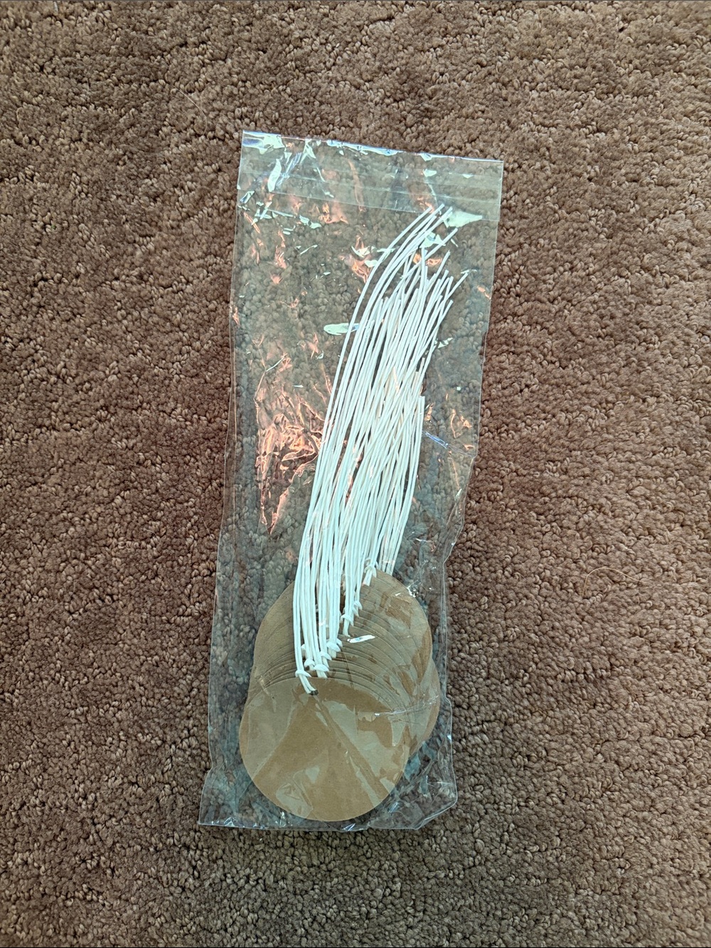 Brown Round Gift Tags with White Strings - Pack of Kraft Labels